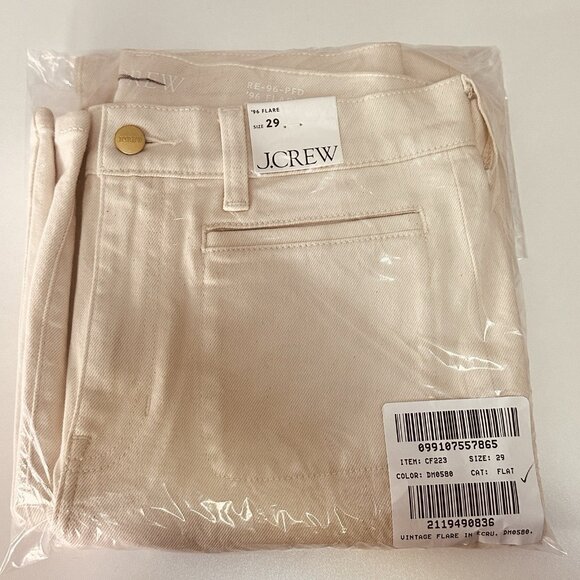 High Rise Flare Jeans Ecru Cream Denim J.Crew ’96 Flare Stretch Women 29 NWT - Picture 13 of 14